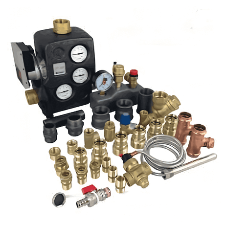 Anschlusspaket MPM Kessel Set mit Hocheffizienzpumpe und Sicherheitsgruppe.