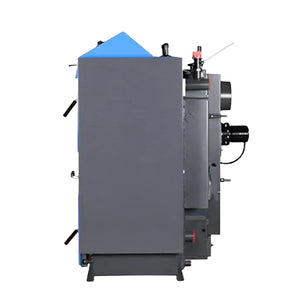 Graue und blaue Industrieheizung Kohlekessel Atmos KC25S für effizientes Heizen