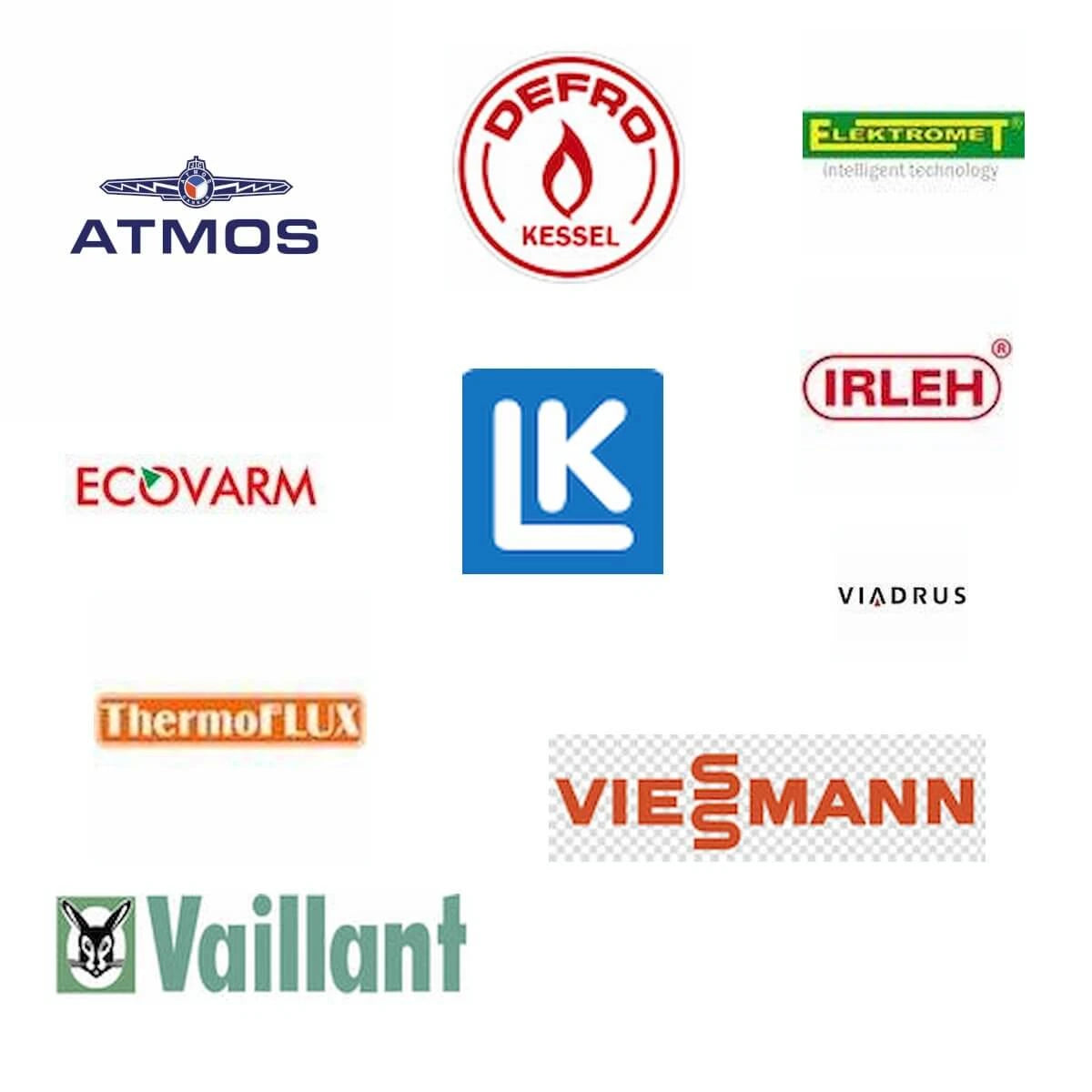 Ersatzteile nach Hersteller: Logos von Atmos, Defro, Vaillant, ThermoFLUX & mehr 🔧🔥