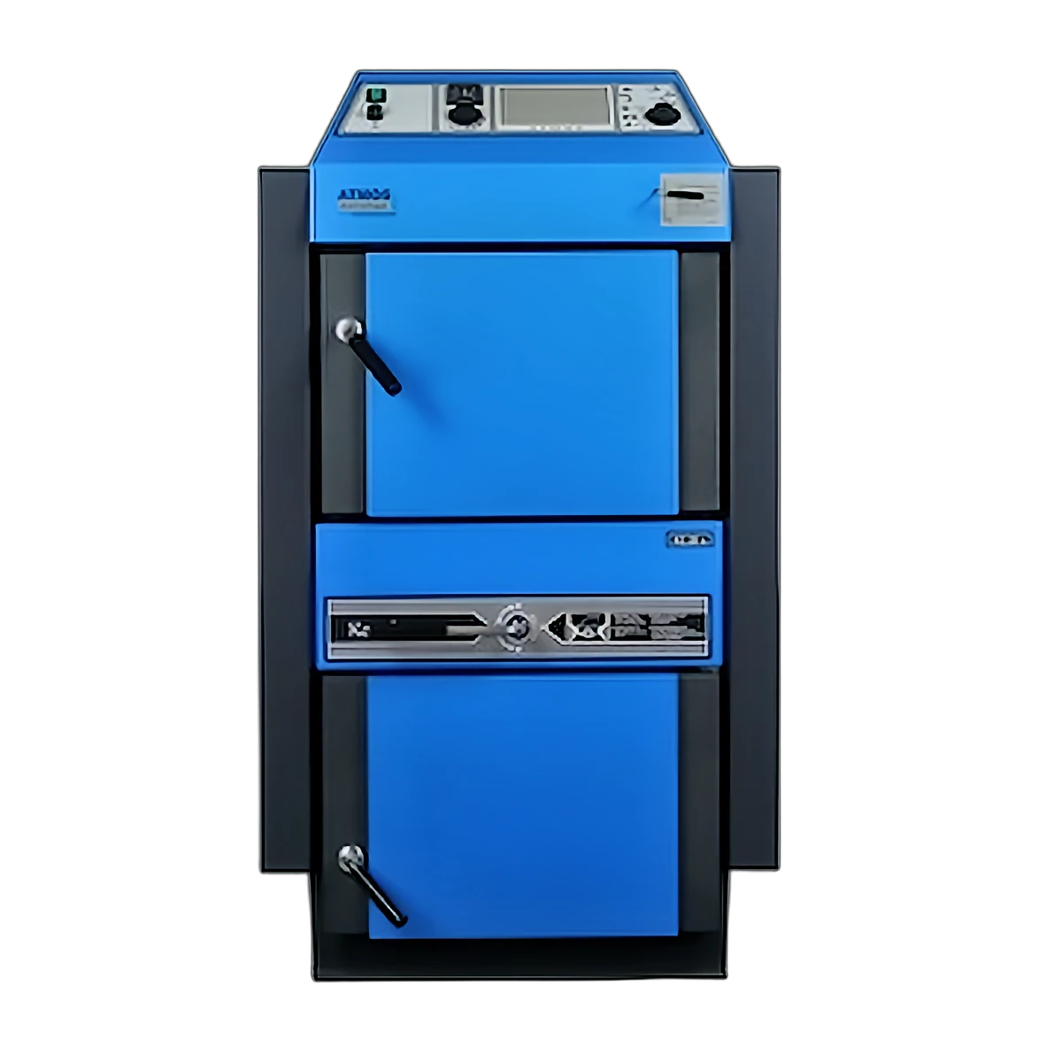 Blaue 🔥 Heiztechnik bis 40 kW mit Holz und Kohle. Ideal für effiziente 🔋 Wärmeversorgung.