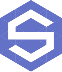 Sechseckiges Logo mit stilisiertem ’S’.