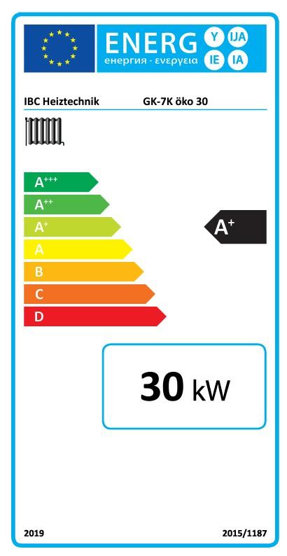 Energieeffizienz-Label auf IBC Holzvergaserkessel GK-7k-Öko, langlebig und ökologisch