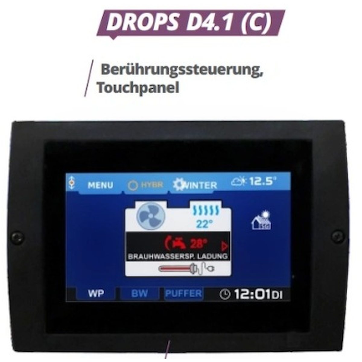 Brauchwasser Wärmepumpe DROPS D4.1 Touchpanel 🔥 Effiziente Steuerung für Warmwasser! 🌊💧