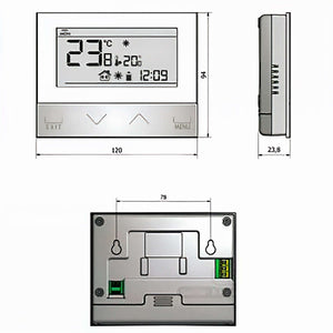 Zimmerregler mit 📅 Wochensteuerung und 🌟 Hintergrundbeleuchtung – Elegantes Design für effiziente Heizkontrolle.