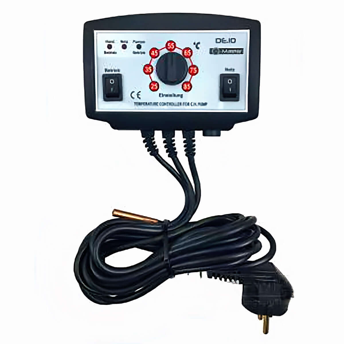 Pumpensteuerung DE.10 mit Temperaturregler 🔧 und Anschlusskabel 🔌 für effiziente Heizungssteuerung.