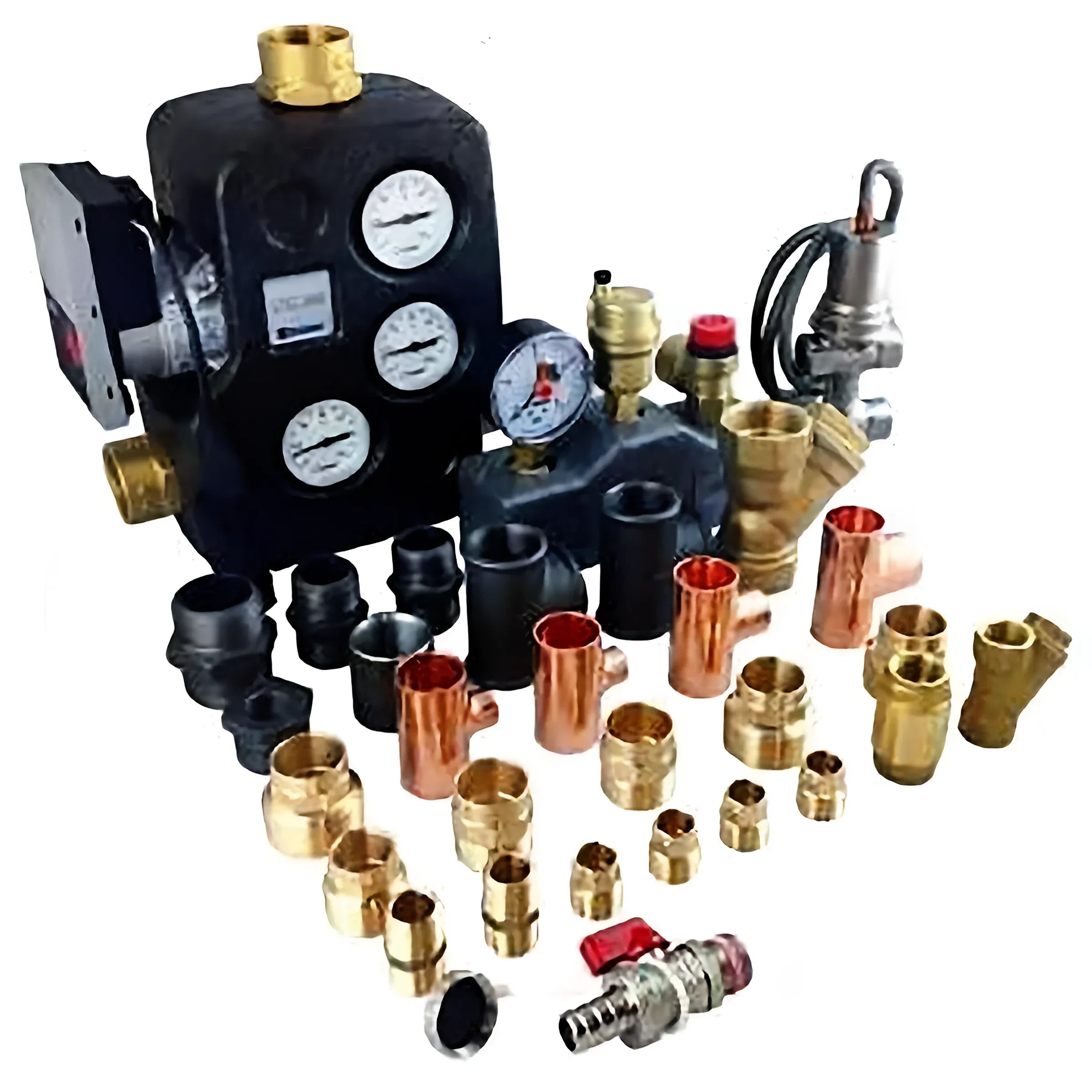Assorted plumbing fittings und Komponenten für Thermoflux Pelling 35/150 Liter Pufferspeicher ohne WT