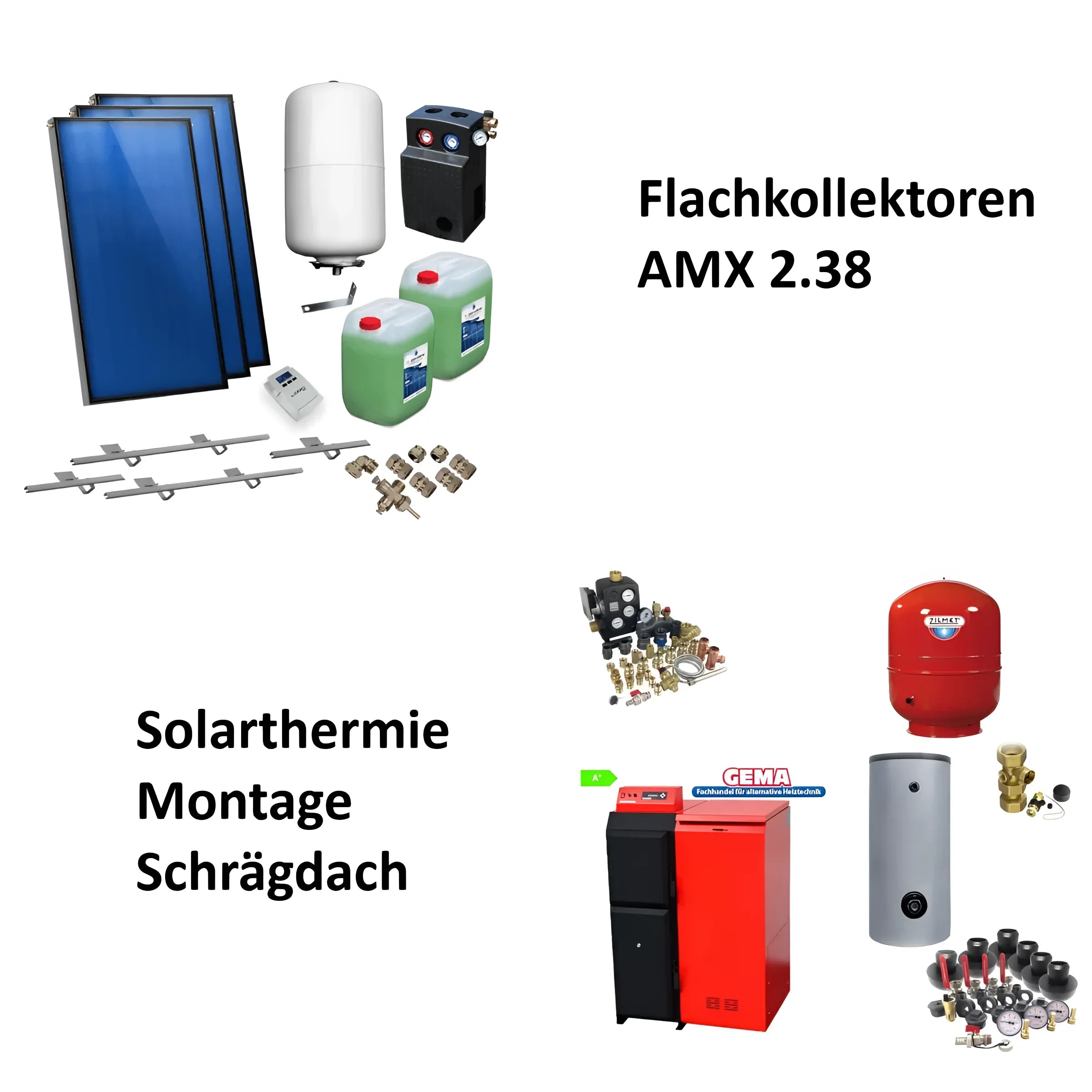 Solarthermie-Komponenten mit Thermoflux 25/135 plus Solarpaket III 7,17 m²