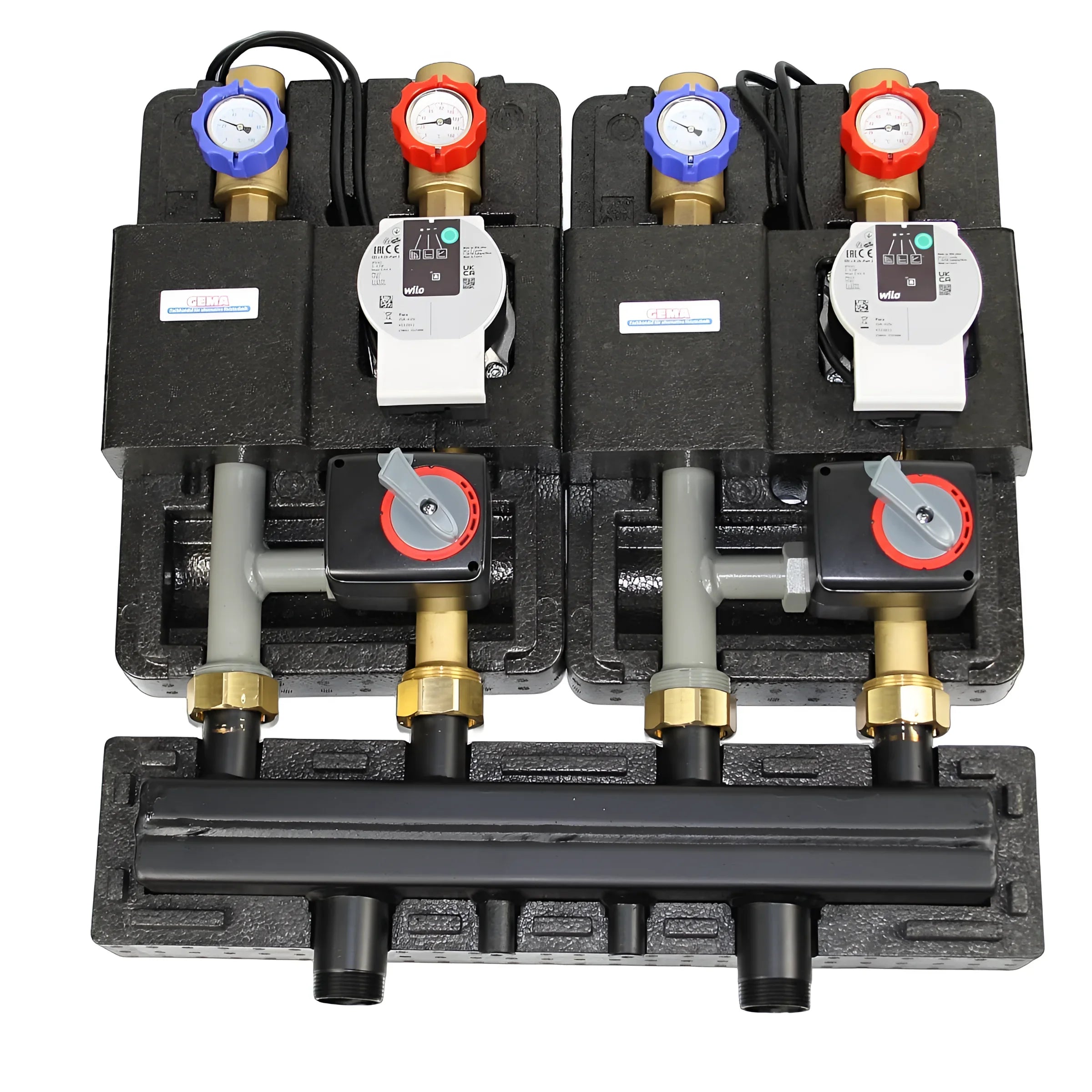 Hydronischer Fußbodenheizung-Verteiler mit Pumpe, flexible Anschlussvarianten und technischen Daten