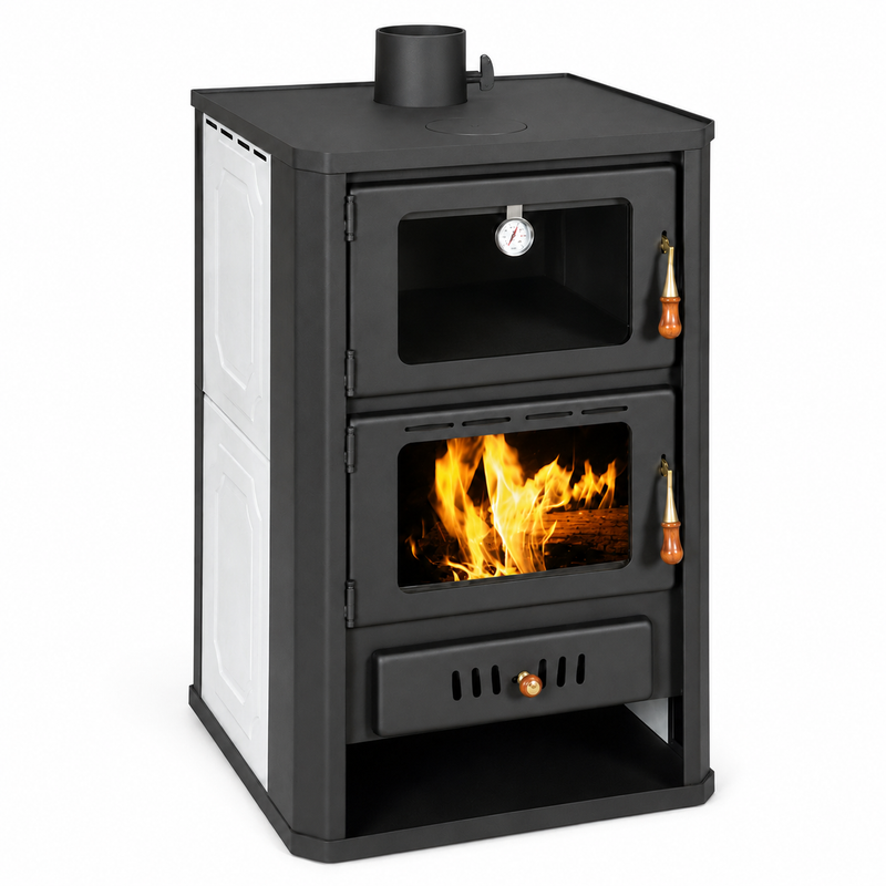 Wasserführende kacheloven met bakoven Prity crème - 19,8 kW