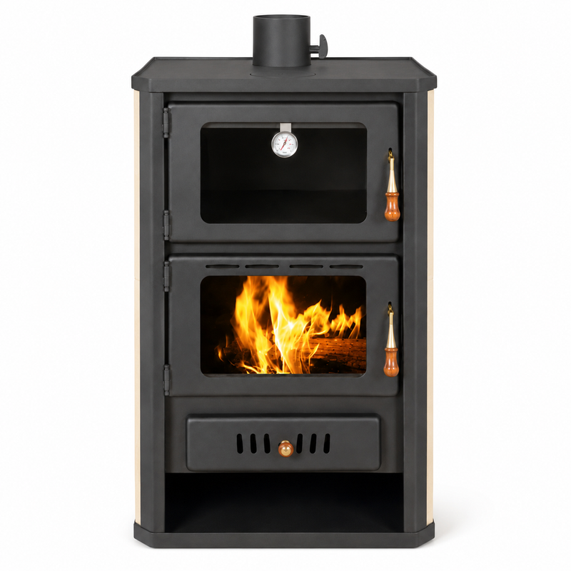 Wasserführende kacheloven met bakoven Prity crème - 19,8 kW