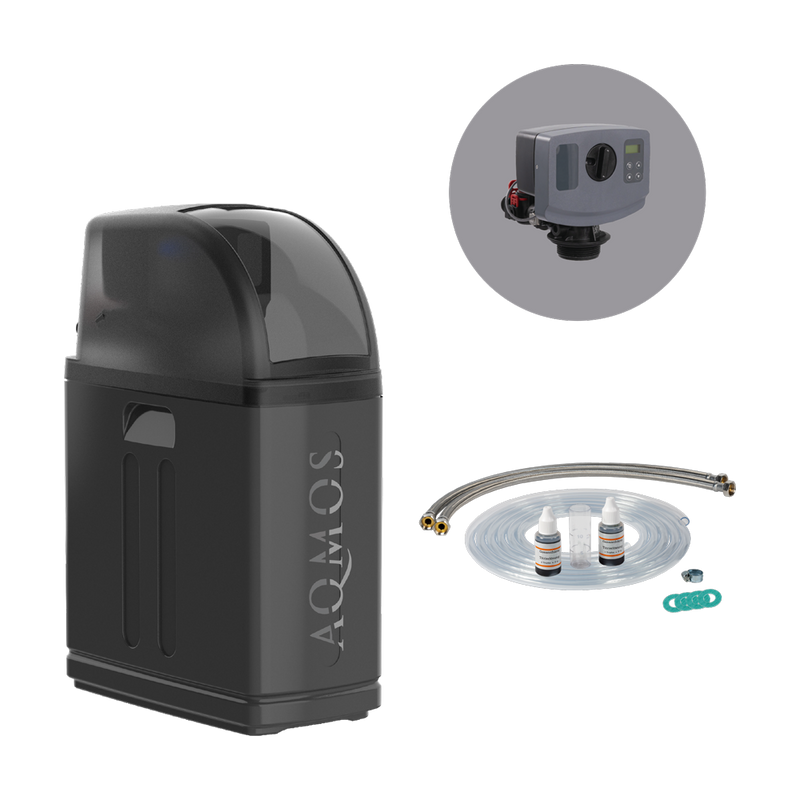 Wasserenthärtungsanlage Aqmos R2D2-48 BLACK EDITION mit Anschlussset 1 Zoll