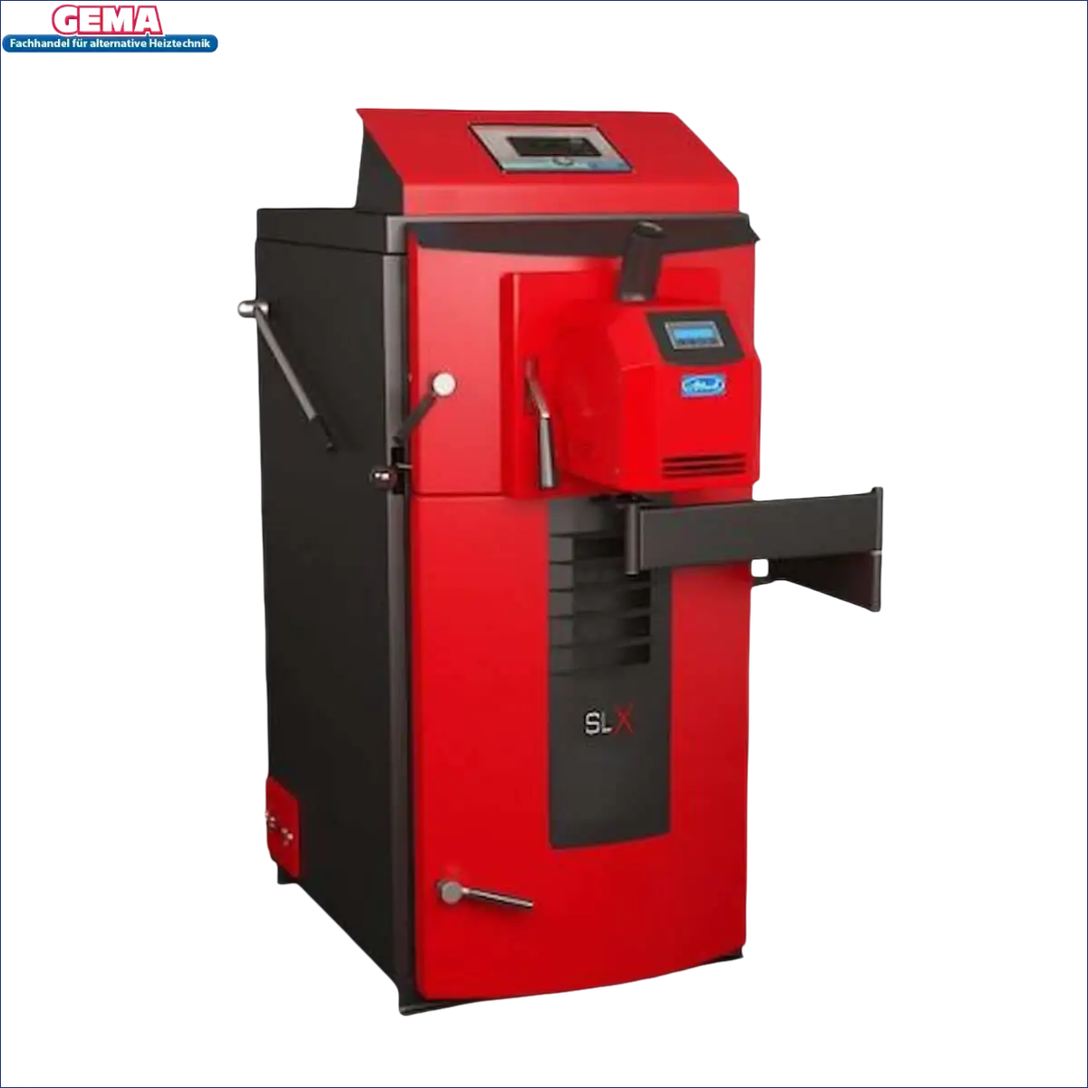 Red und schwarzes Heizungssystem des Attack SLX Kombikessel für Holz und Pellets 25 kW
