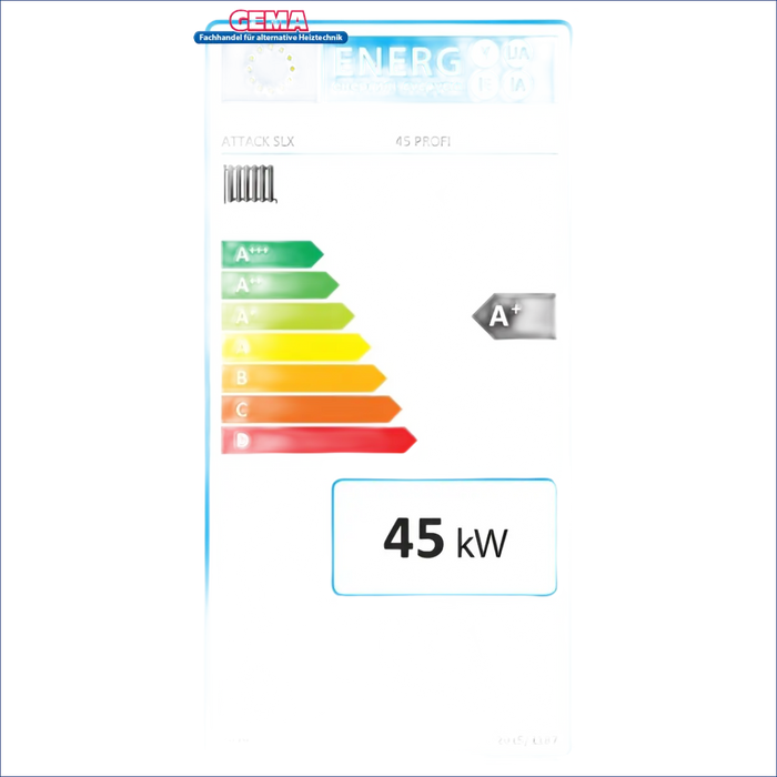 Energieeffizienzlabel für Attack SLX Profi Holzvergaser 45 kW