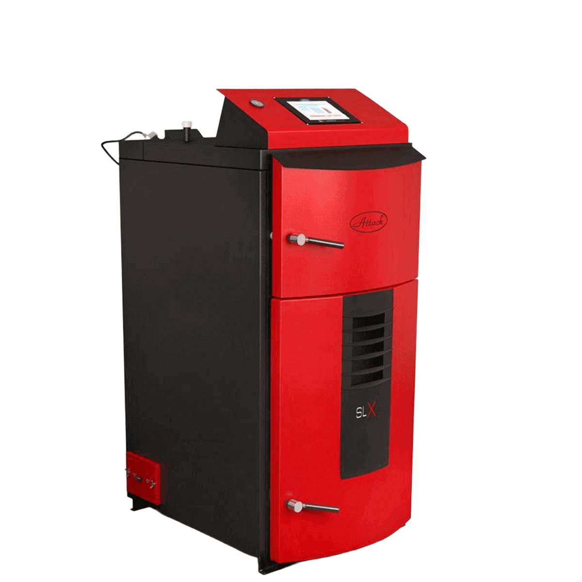 Roter und schwarzer Heizkessel für den Holzvergaser Attack SLX Lambda Touch 25 kW