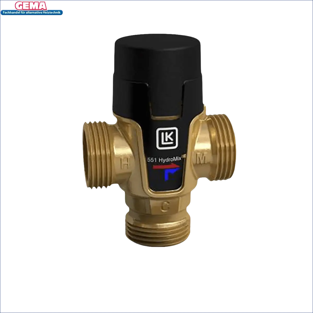 Brass thermostatischer Mischventil mit schwarzem Deckel für Brauchwassermischer LK 551 HydroMix