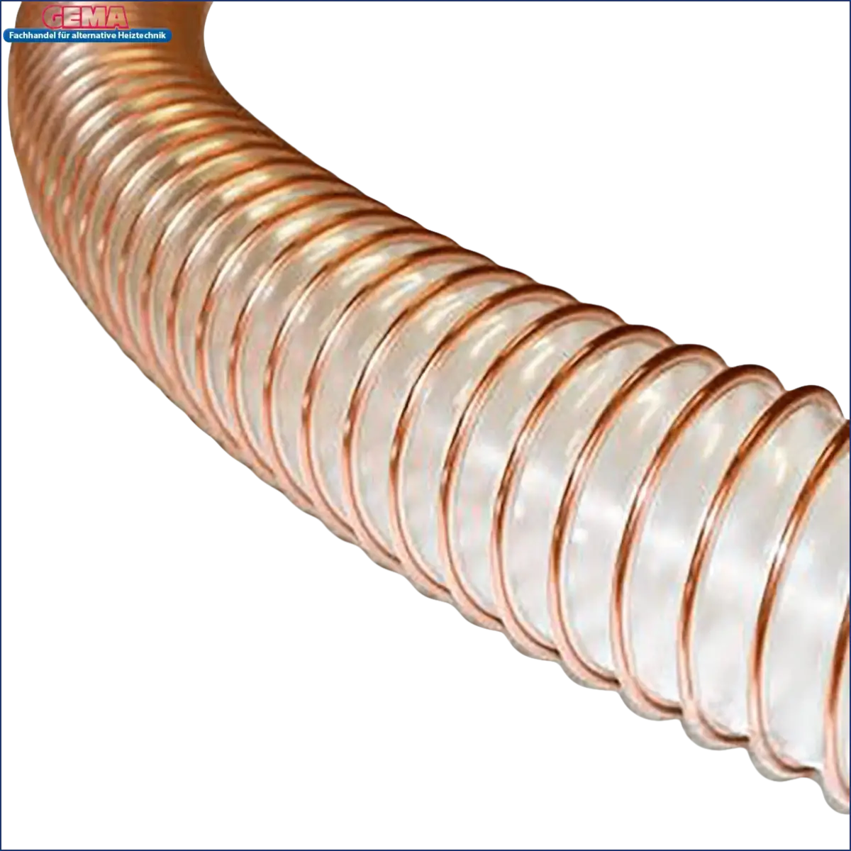 Flexible transparente Schlauch mit kupferfarbener Verstärkung für DEFRO Pelletschlauch