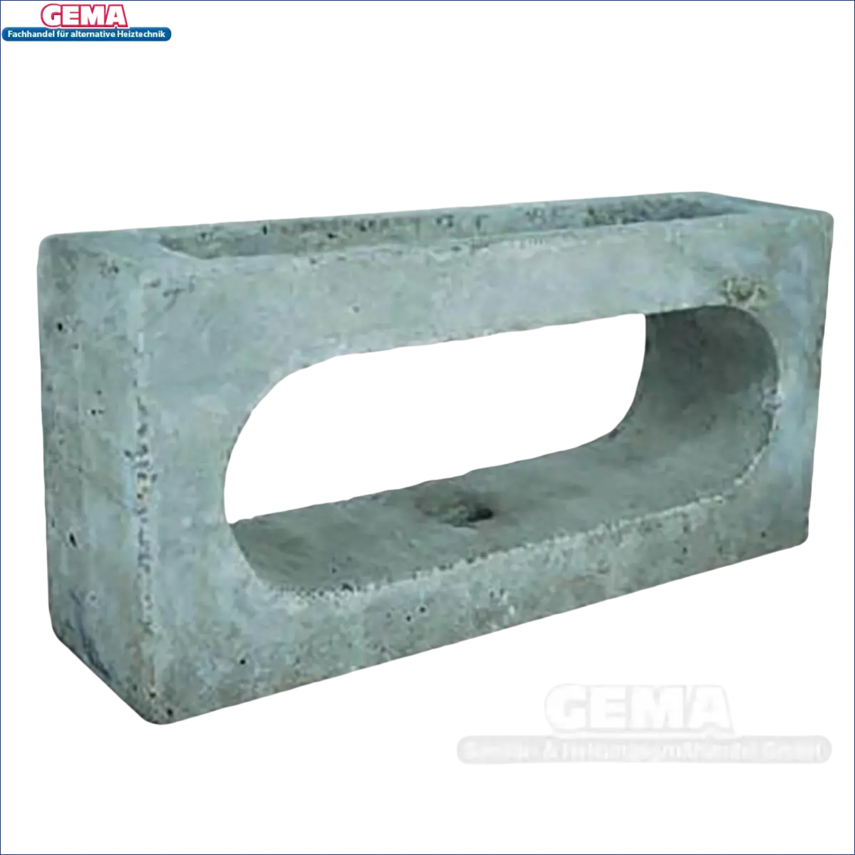 Rechteckiger Betonblock mit zentraler ovale Öffnung für Düsenstein Irleh Plus 60/80 kW