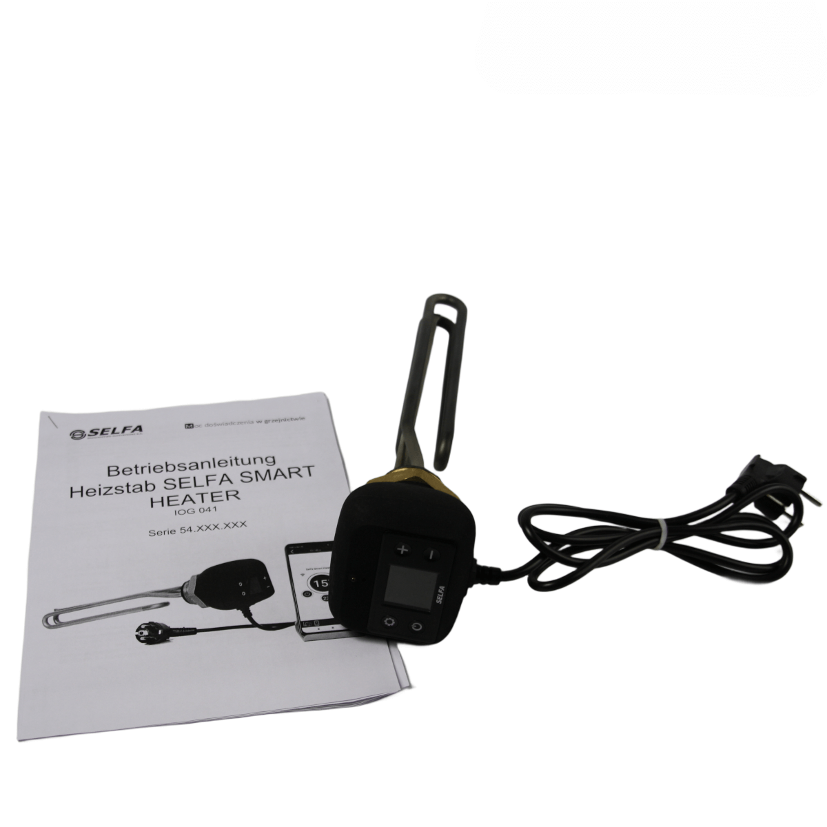 Elektroheizstab 📏 2kW/3kW mit WLAN-Steuerung 🌐 und Anleitung 📚, ideal für Warmwasser- und Raumheizung.