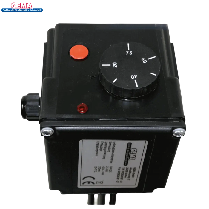 Schwarzer Elektrokastenschalter mit Temperatureinstellung für Heizpatrone 2,5-9 kW