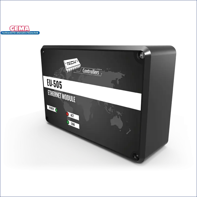 Schwarzes Ethernetmodul EU-505 für Master/Tech Steuergeräte mit grafischer Benutzeroberfläche