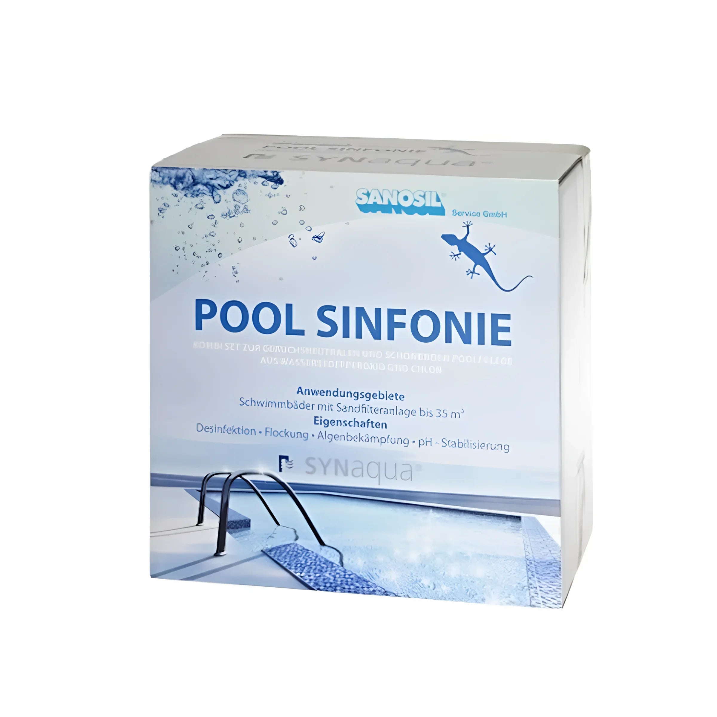 Sanosil PoolSinfonie Wasserpflegesystem für Pools 🌊 und Teiche, ideal zur Desinfektion und pH-Stabilisierung.