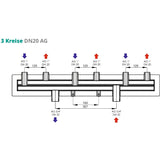 Verteilerbalken 2 oder 3 Heizkreise Sunex.