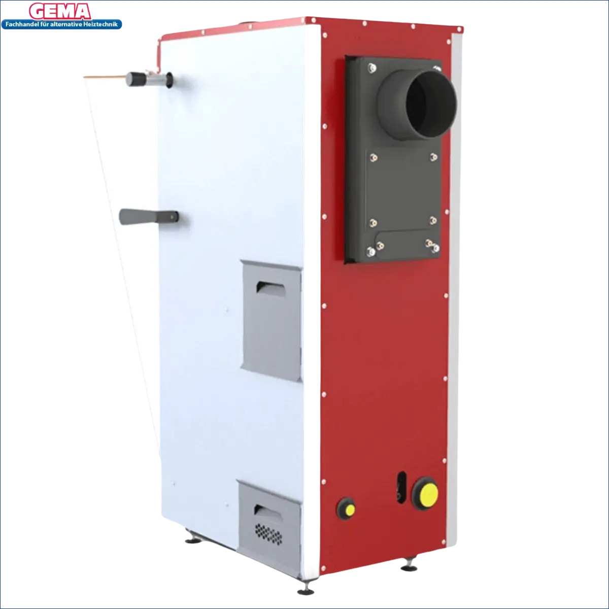 Roter und weißer Industrie-Ofen für Festbrennstoffe im Produkt Festbrennstoffkessel Defro DWS 12 kW