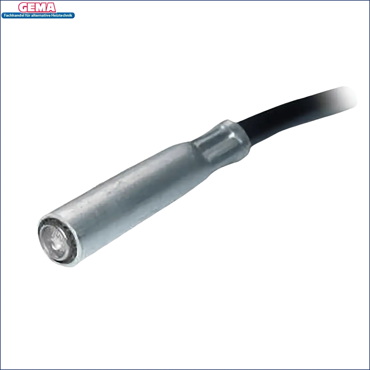 Silberner zylindrischer Sensor mit schwarzem Kabel für Pelletkessel Heizkesselzubehör