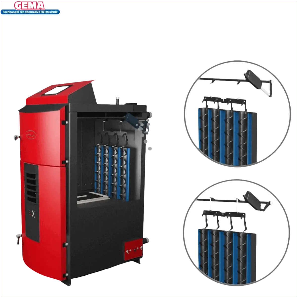 Roheres rotes und schwarzes Heizsystem für Holzvergaserkessel Attack SLX Profi 25 kW