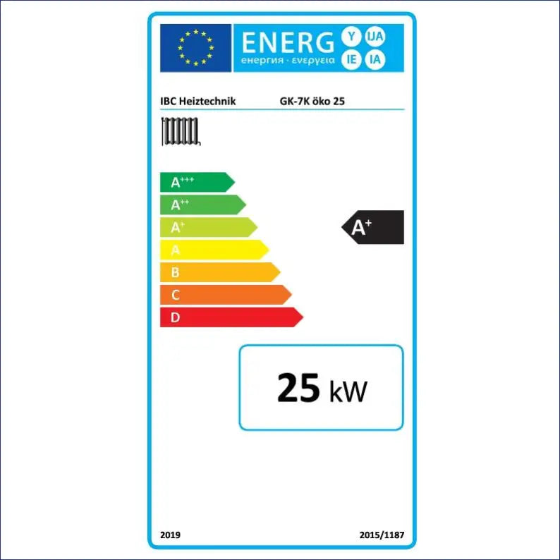 Energieeffizienzlabel für Heizgerät IBC Holzvergaserkessel GK-7k-öko 25 kW