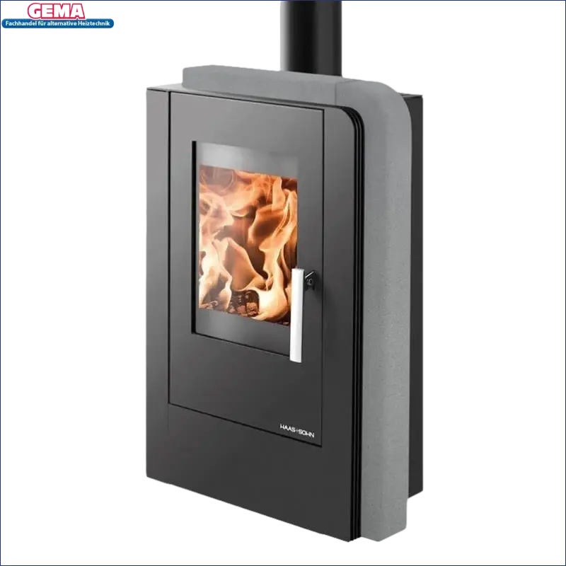 Brennender Kaminofen Aruba Easy von Haas + Sohn in Quarzit Grau mit Easy Control