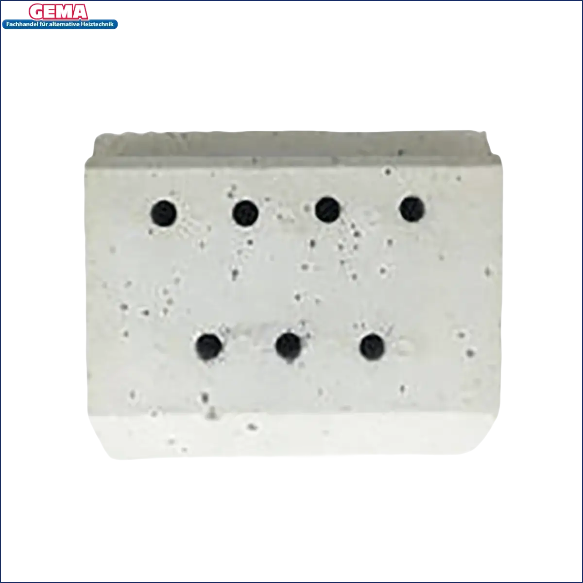 Rechteckiger Betonblock mit Löchern für Keramiksteine in Pelletbrenner Ecofire E+ und ES+