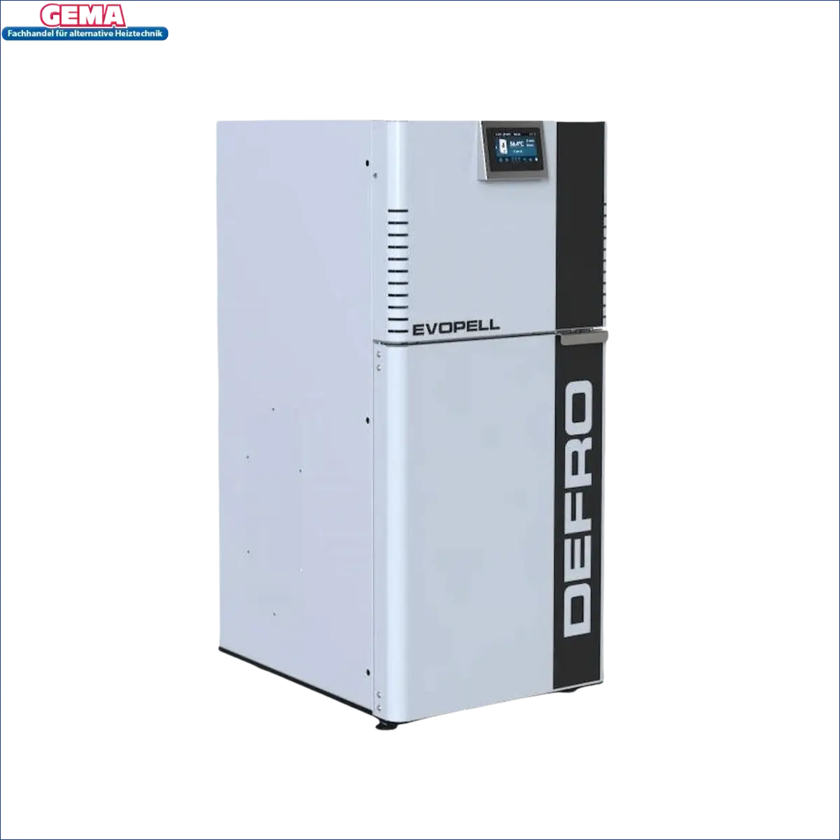 Weiße und schwarze Pelletheizung Pellets Kessel EVOPELL 12 kW von Defro Förderfähig