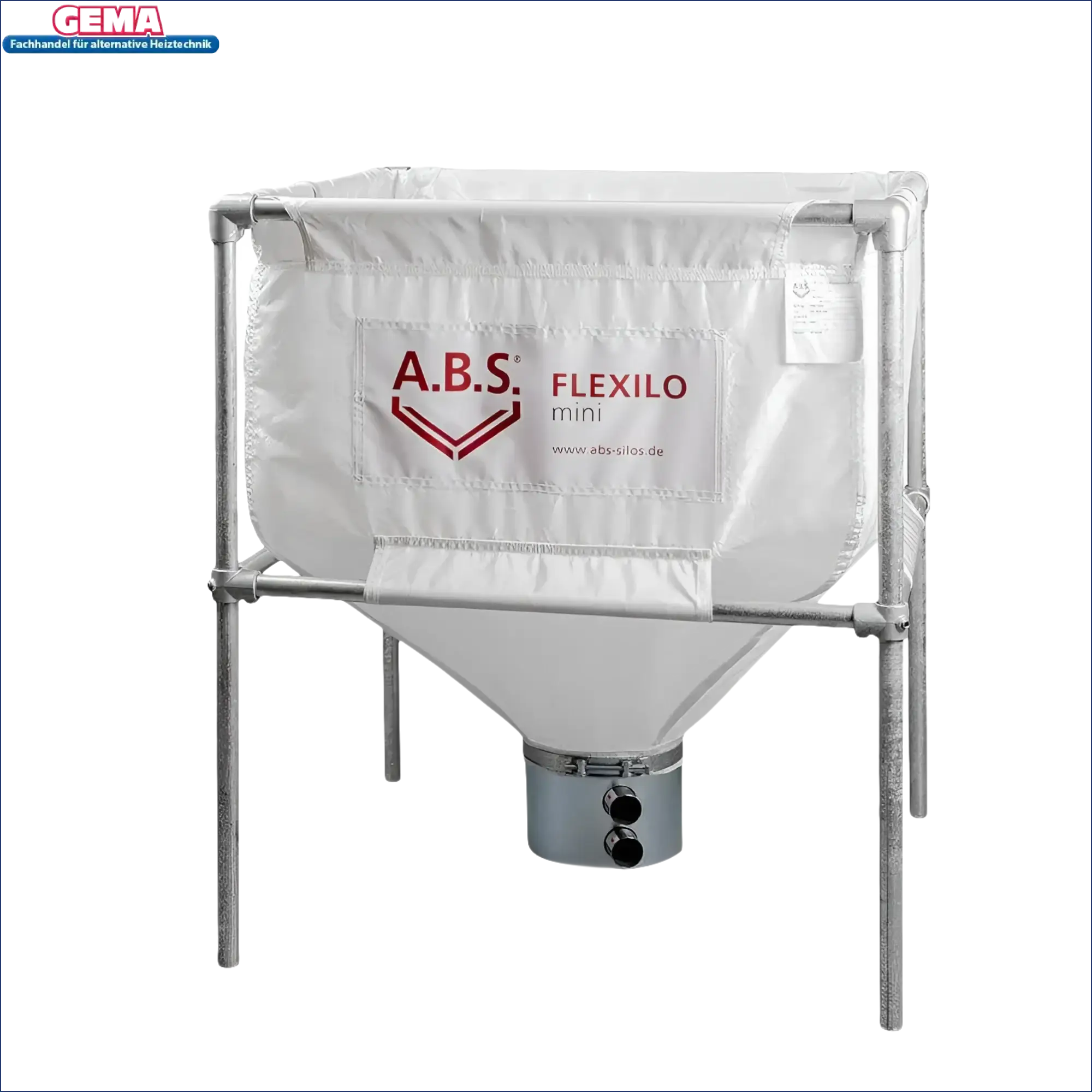 Weiße flexible Pelletsilo mit Metallrahmen für Pelletsilo Flexilo Mini mit Absaugtopf Schneckenkasten
