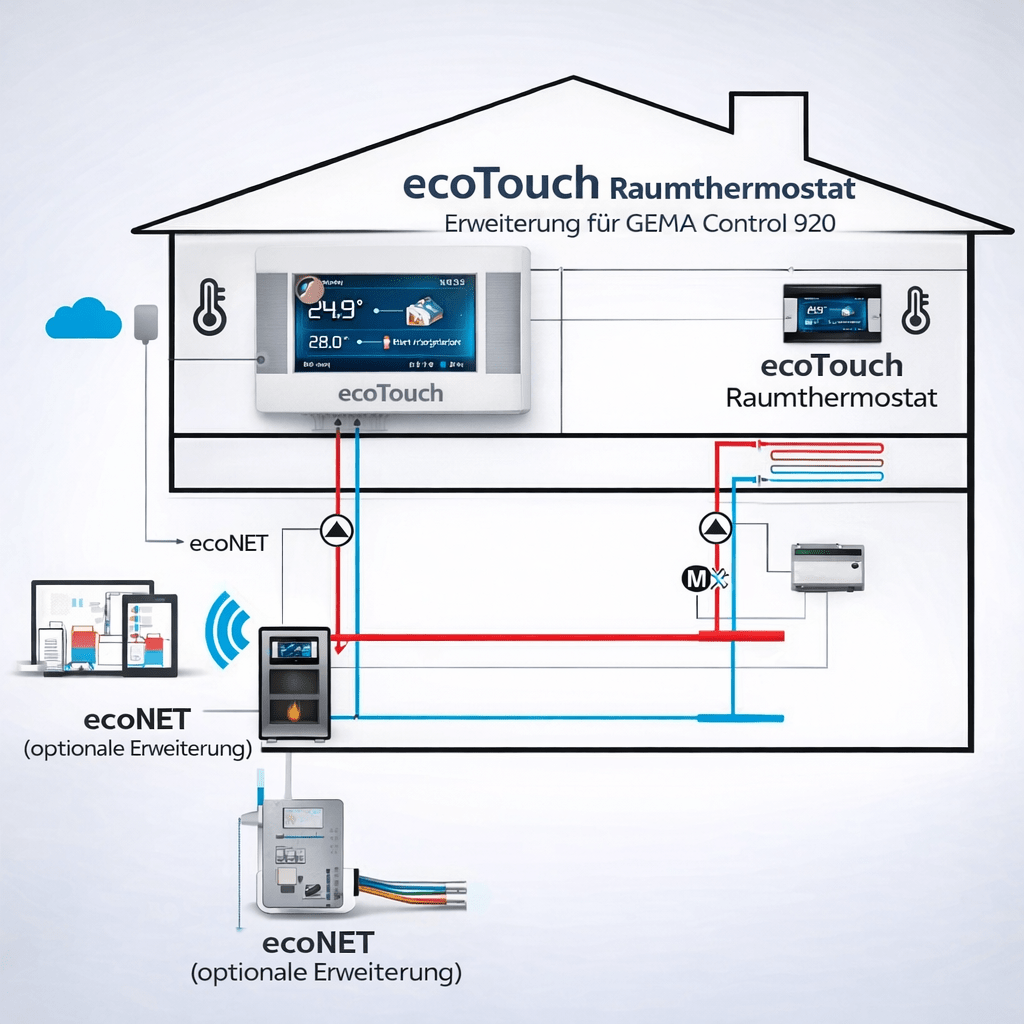 PLUM ecoTouch Raumthermostat Raumfühler Erweiterung GC920 für GEMA Control 920 - GEMA Shop