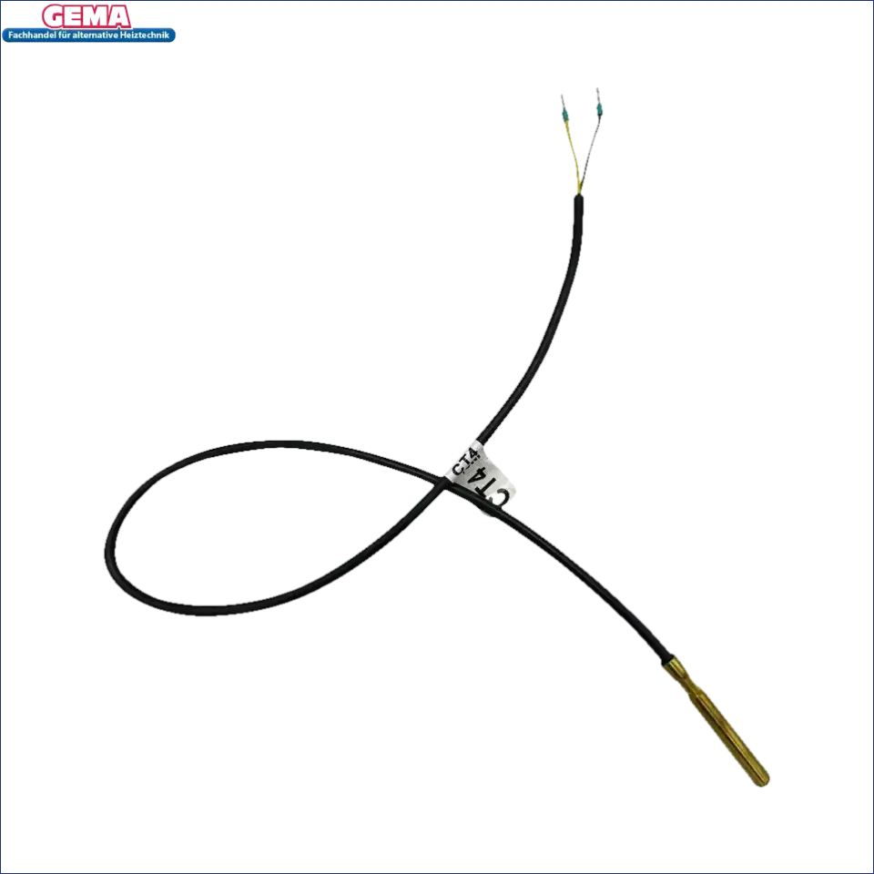 Schwarzes Kabel mit Messing-Sensor und offener Leitung für Plum Temperatursensor CT4