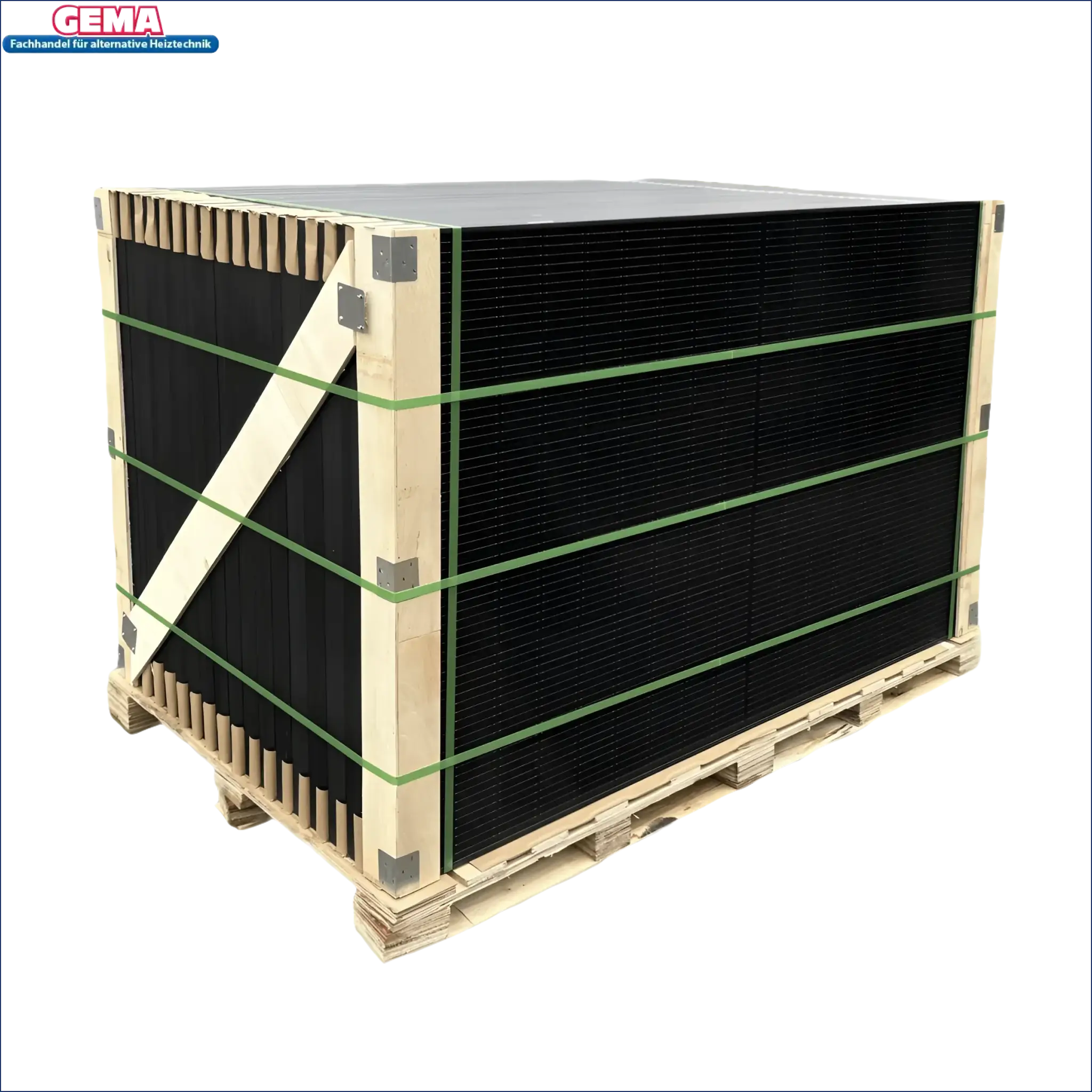 Palette mit PV Modul 440 Wp Trina Vertex S+ TSM-NEG9R mit kleine Maße und hitzevorgespanntes Glas