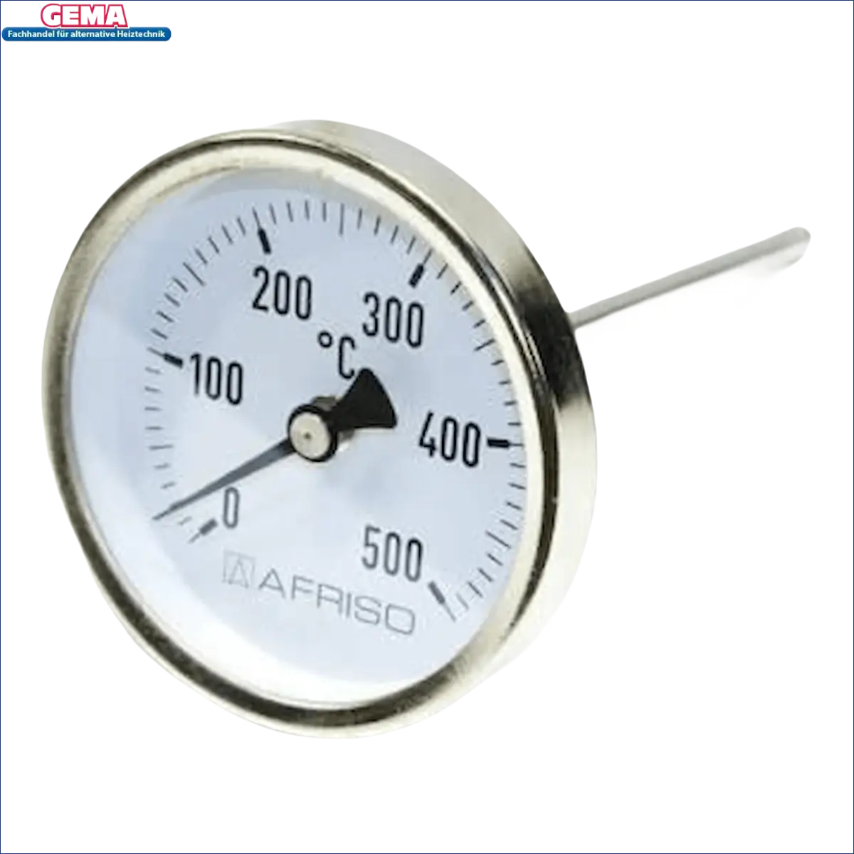 Rauchgasthermometer von Afriso, rundes Metallthermometer zur Temperaturmessung
