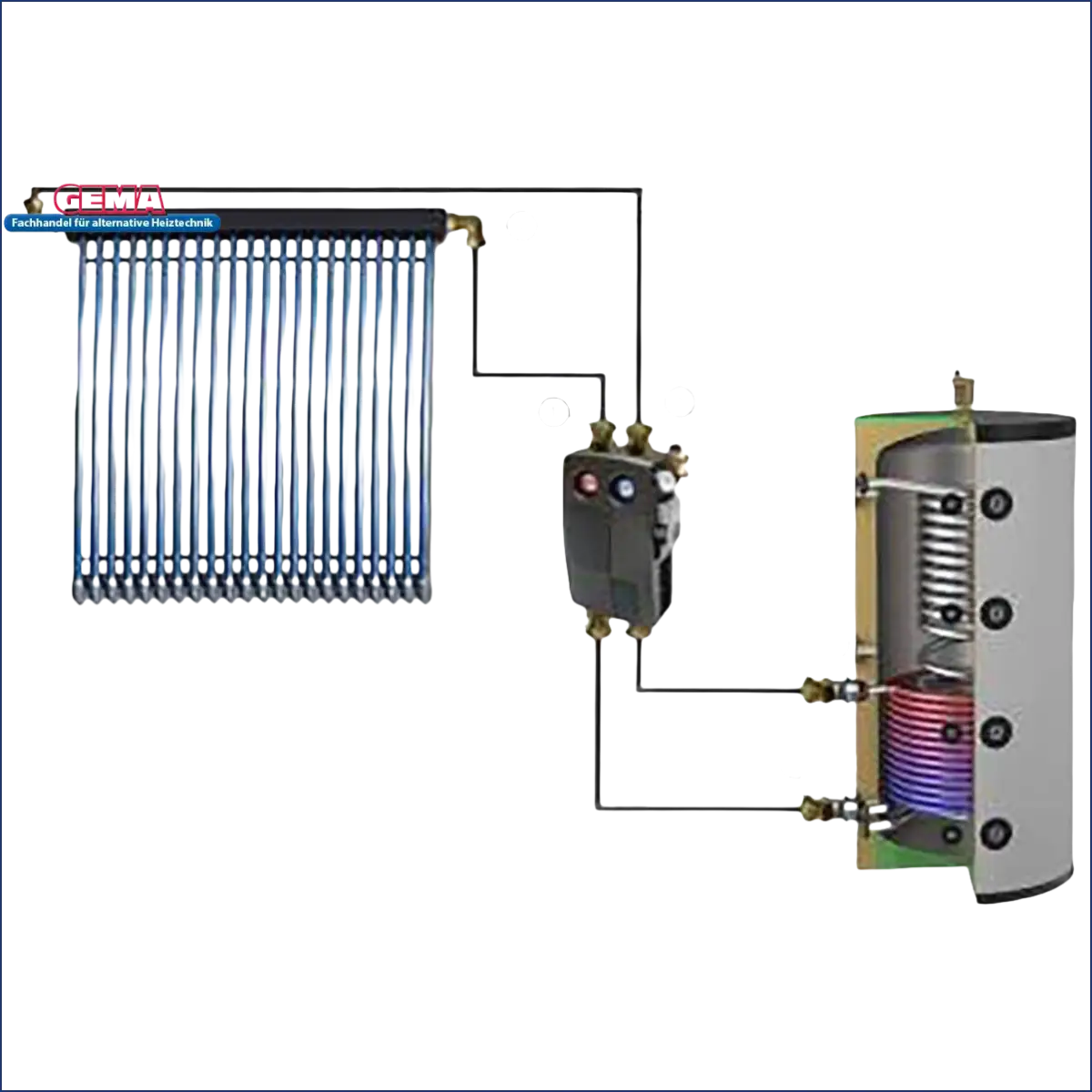 Diagramm eines Solarwärmenetzsystems für Röhrenkollektoren im Solaranschlusspaket