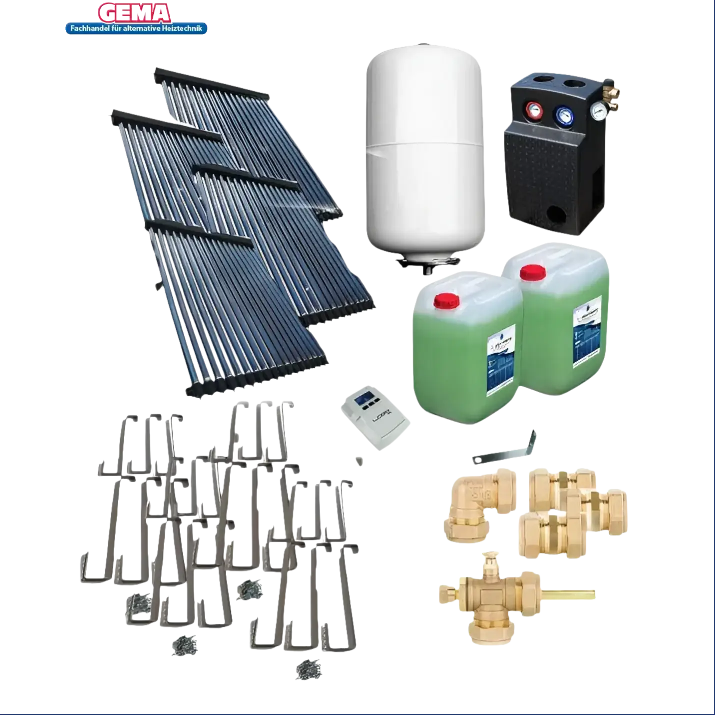 Solarpaket Röhrenkollektor HP30 mit Heat Pipe-Technologie und Solarstation GPS Wilo