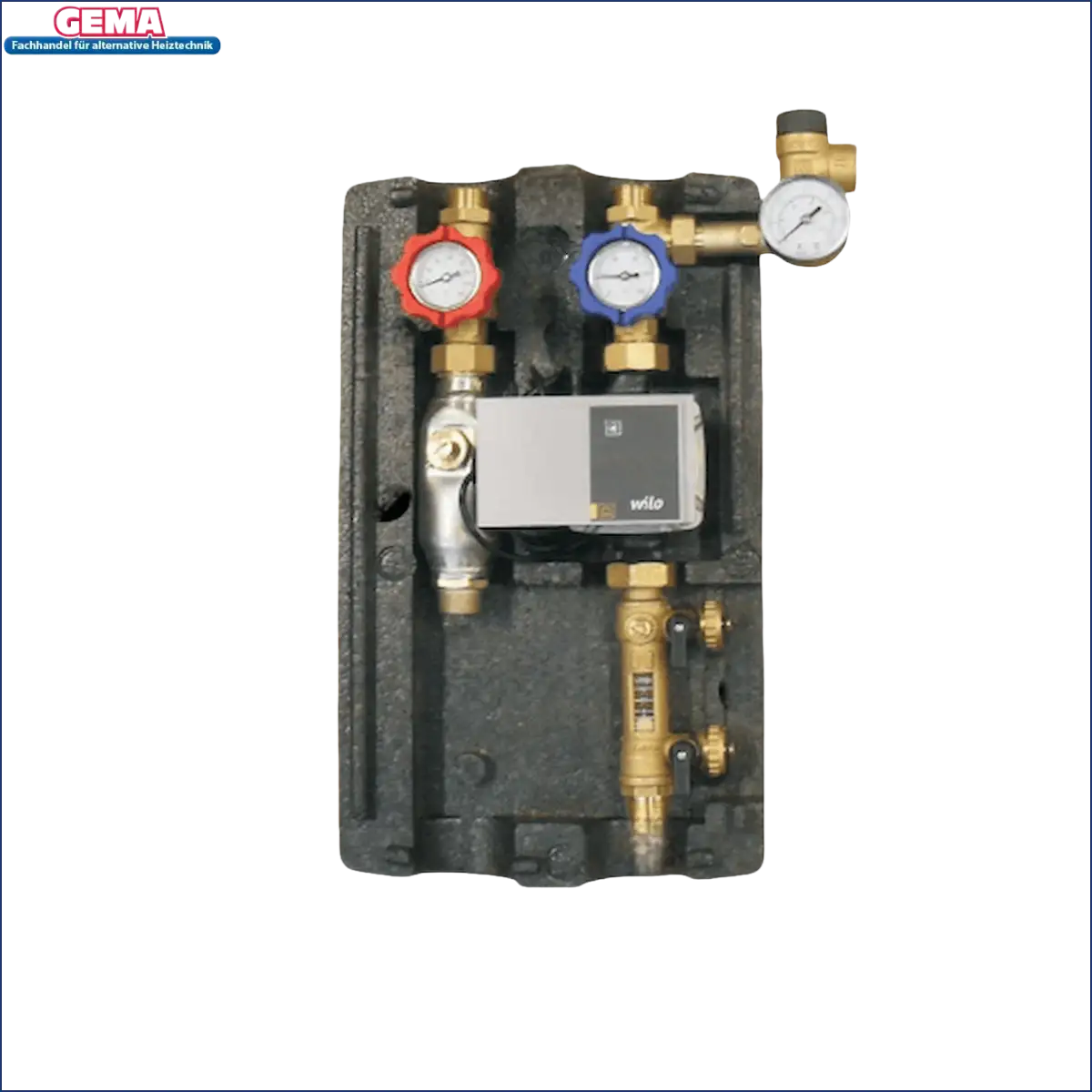 Hydronisches Heizungsverteiler mit Pumpe und Manometern für Sunex Solarstation GPS Hydra PWM