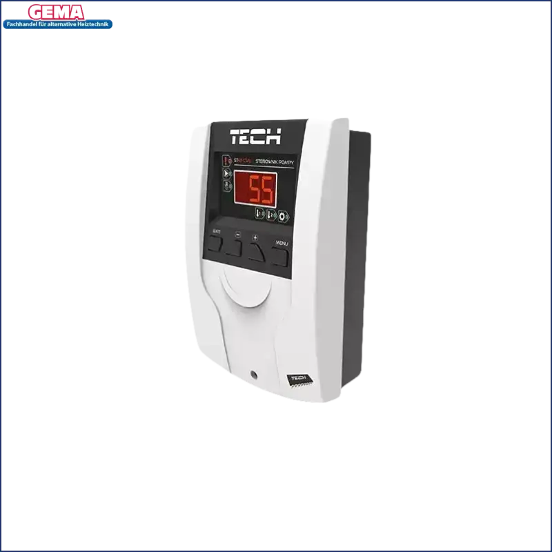 Weißer und schwarzer digitaler Thermostat im Produkt Temperaturdifferenzregler EU-21 CWU mit LED-Display