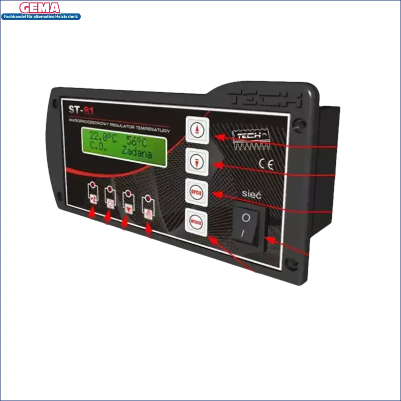 Schwarzer EU-81 Temperaturregler mit Display und Buttons, zPID Steuerung für vielseitigen Einsatz