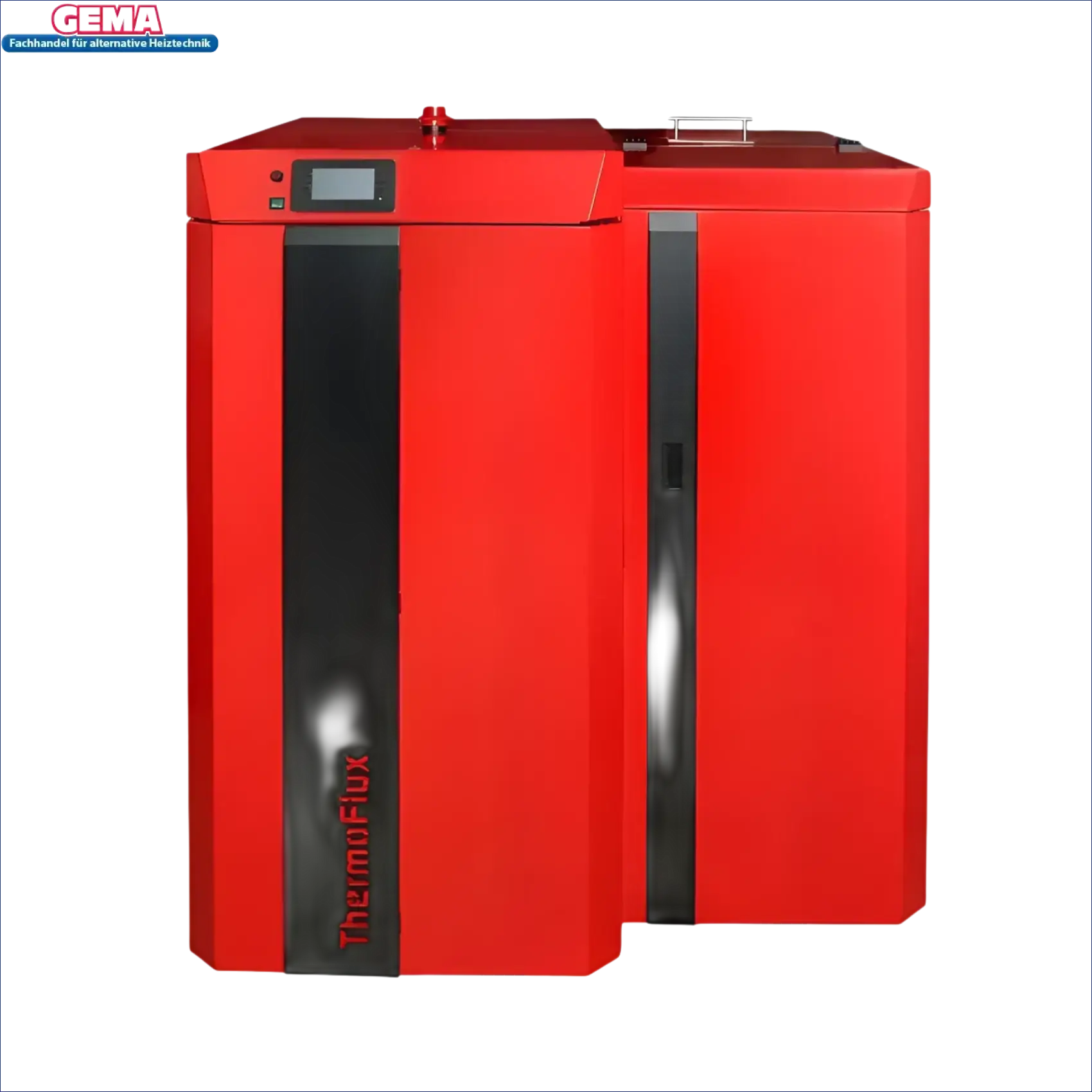 Bild eines roten und schwarzen Thermoflux PID Logic Kombi 25 Hochmoderner Kombikessel