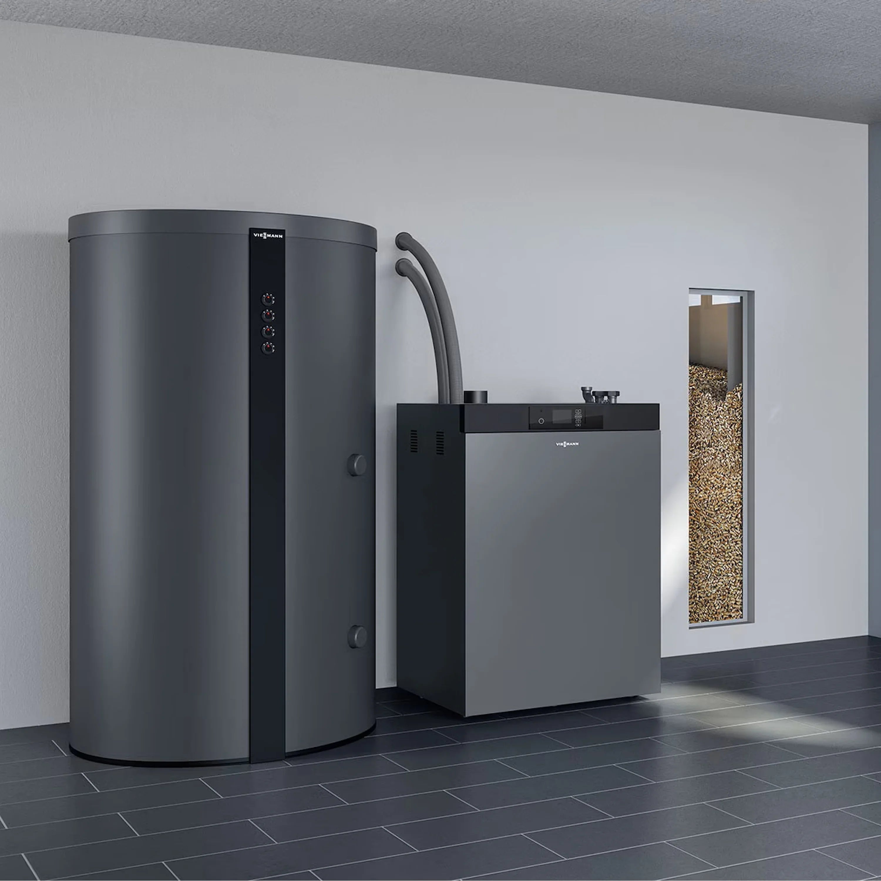 Pelletkessel Viessmann Vitoligno 300-C Heizkessel vollautomatisch 12KW.