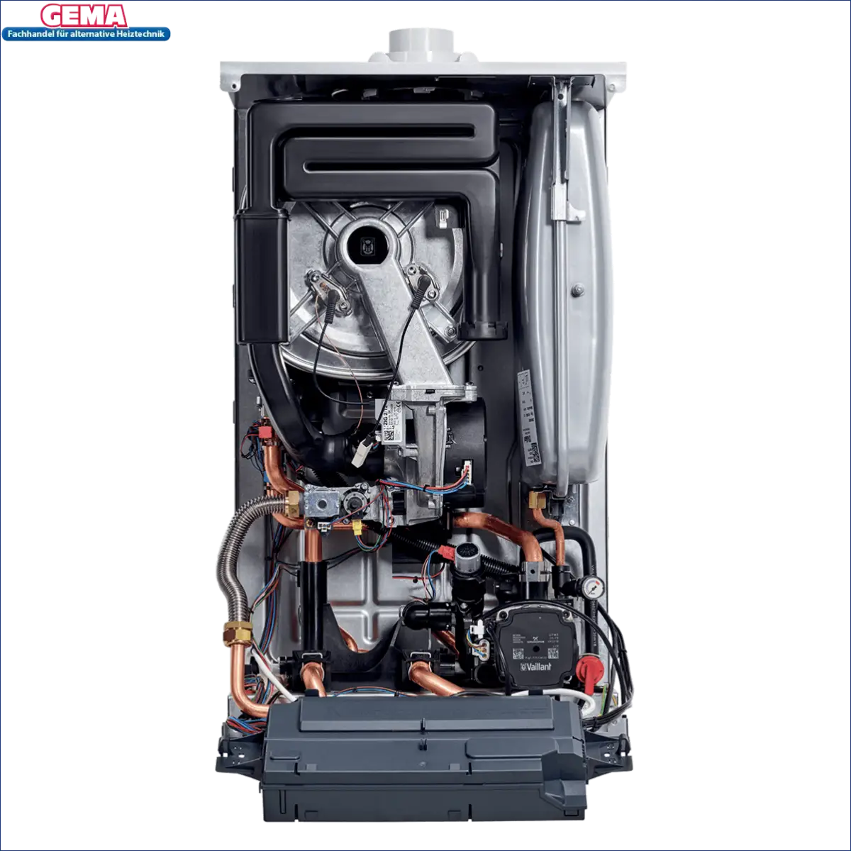 Open-Faced Vaillant ECOTEC Plus Gastherme mit Kupferrohren und Heizungsregler Sensocomfort VRC