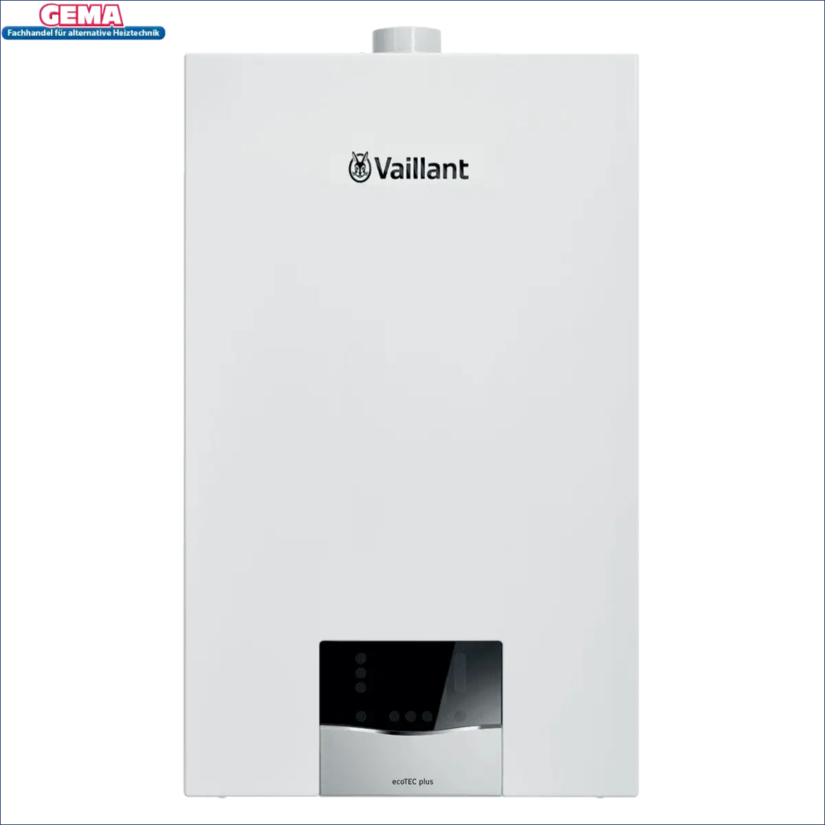 Weiße Vaillant Ecotec Plus Gastherme mit Speicher und Heizungsregler Sensocomfort VRC