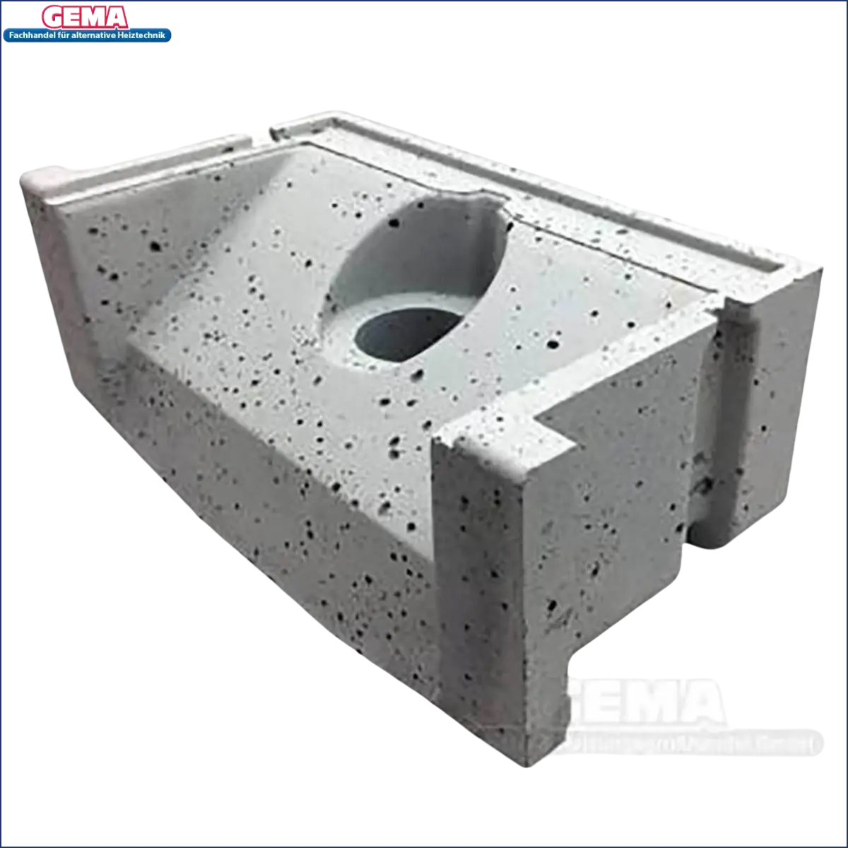 Speckled grau Betonblock mit zentrale Loch für Viadrus U32 Schamottstein unten