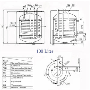 Warmwasserspeicher Trinkwasserspeicher 100 Liter mit 11/2" Anschluss für PV - GEMA Shop