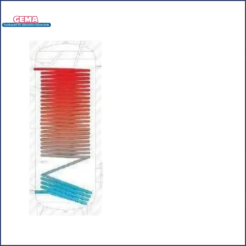 Liniendiagramm des beschrifteten Warmwasserspeichers für Sunex Fish S15 mit 1 WT